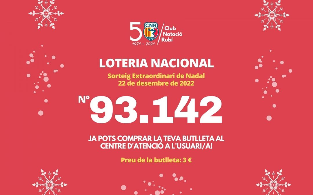 La loteria de nadal del Club ja està a la venda!