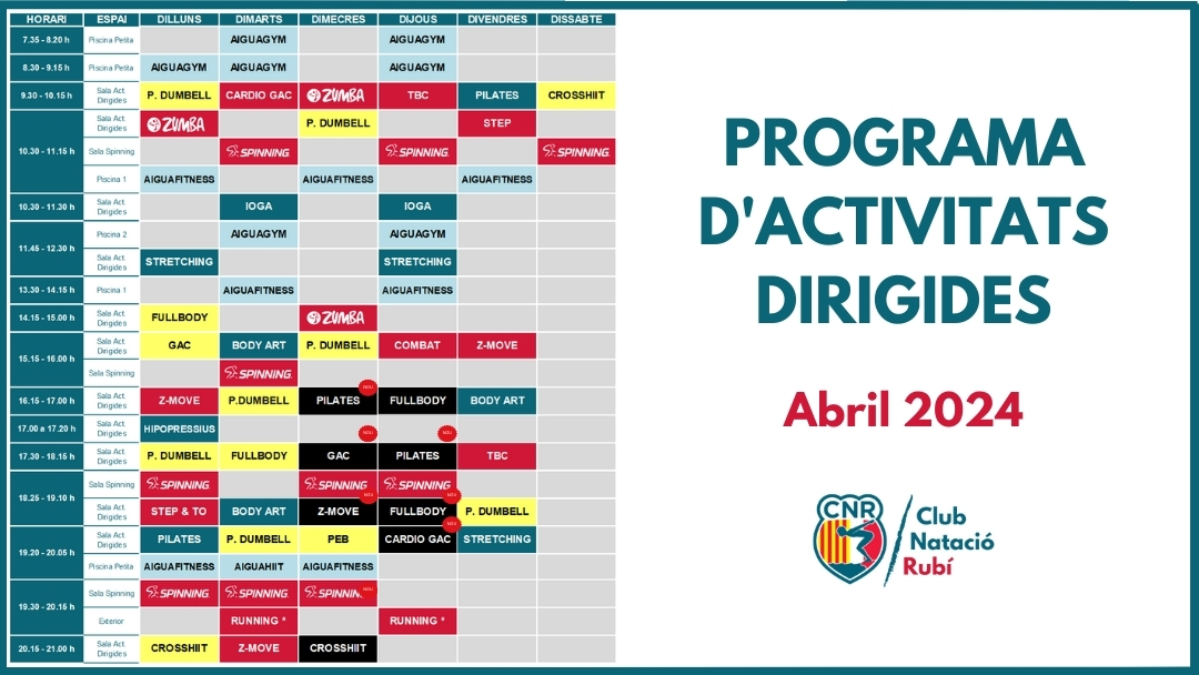 Nou Programa d’Activitats Dirigides Abril 2024