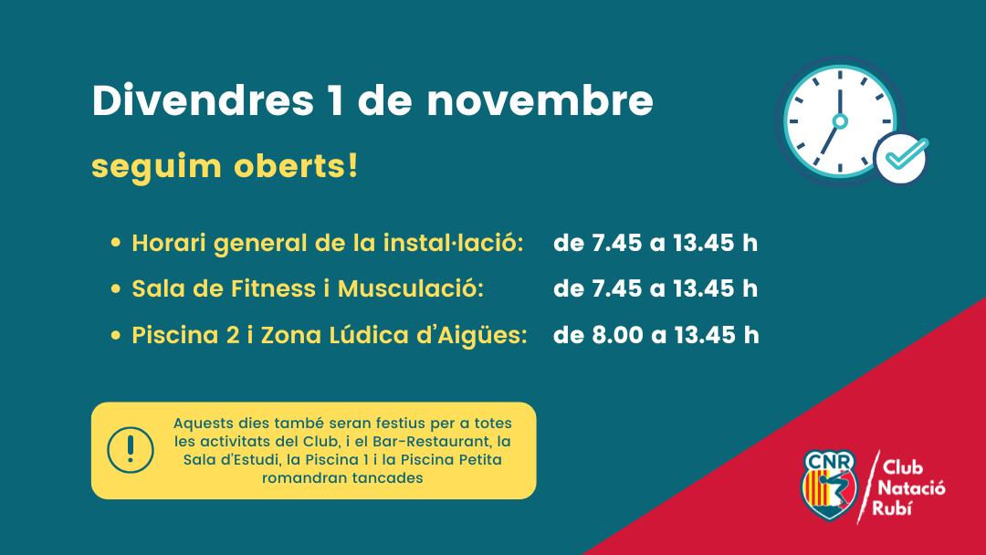 Horaris especials del proper divendres 1 de novembre