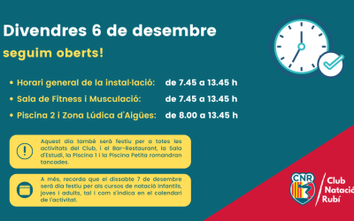 Horari especials del proper divendres 6 de desembre