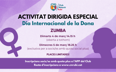 Activitats Dirigides especials Dia Internacional de la Dona