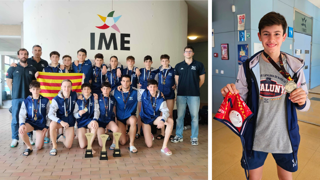 El waterpolista Pol Roldán es penja la medalla d’or amb la selecció catalana al Campionat d’Espanya Infantil de waterpolo per Federacions Autonòmiques