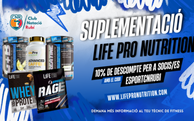 10% de descompte per a socis/es a Life Pro Nutrition, el proveïdor oficial de suplementació del Club