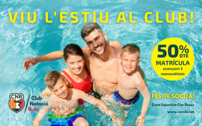 Viu l’estiu al Club! Fes-te soci/a del millor complex esportiu de Rubí amb un 50% de descompte en la matrícula avançant 3 mensualitats.