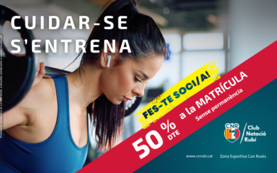 Cuidar-se s’entrena! Fes-te soci/a del millor complex esportiu de Rubí amb un 50% de descompte en la matrícula, sense permanència