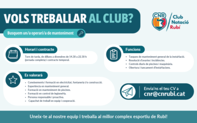Vols treballar al Club? Busquem un/a operari/a de manteniment